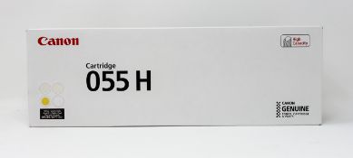 Eight boxed as new Canon 055H High Capacity Toner Cartridges; 4 x Yellow, 3 x Cyan and 1 x