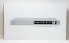A boxed as new Ubiquiti UniFi 24 Port Managed PoE+ Gigabit Switch with SFP (Model: US-24-250W EU) (