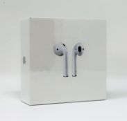 A boxed as new pair of Apple AirPods 2nd Gen with Charging Case (M/N: MV7N2ZM/A A2032/A2031/