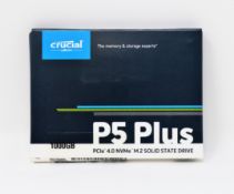 A boxed as new Crucial P5 Plus 1TB M.2 NVMe PCIe 4.0 Solid State Drive (Box sealed).