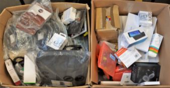 COLLECTION ONLY: Two boxes of assorted new and pre-owned electronic items and accessories (Viewing