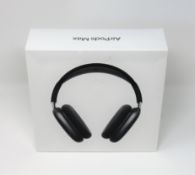 A boxed as new pair of Apple Airpods Max in Space Grey With Black Headband and Black Smart Case (P/