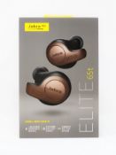 A boxed as new pair of Jabra Elite 65t True Wireless Earbuds (Box sealed. Some packaging text in
