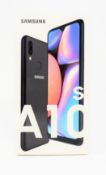 A boxed as new Samsung Galaxy A10s 2GB/32GB in Black (Box sealed. Two pin plug).