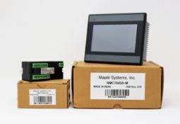 A boxed as new Maple Systems HMC7043A-M PLC HMI and a boxed as new Maple Systems HMC7-MIO-02 IO