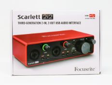 A boxed as new Focusrite Scarlett 2i2 3rd Gen USB Audio Interface (Box sealed).