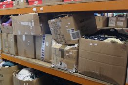 Eight boxes of assorted pre-owned clothing and related items.