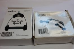 Four as new Trak Fitness Sportrower SR1000 indoor rowing machine handles and three as new Trak
