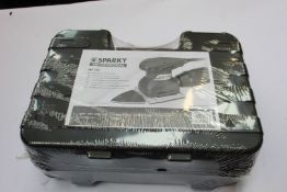 Five boxes of as new Sparky professional sanders (MP251) and ten packs of sparky sanding papers.