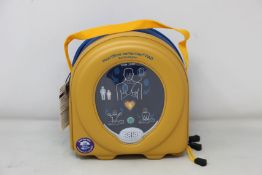 A HeartSine Samaritan PAD 350p defibrillator.