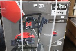 A boxed as new Scheppach Germany HCP2600 petrol pressure washer.