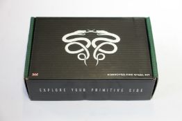 Five boxed as new KonvoySG Fire Kits - tan leather (Carbon steel fire striker, English flint stone