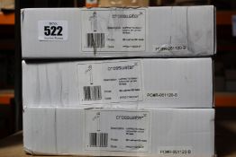 Three Crosswater MPRO tall basin mono brushed brass taps (PRO112DNF).