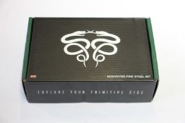 Five boxed as new KonvoySG Fire Kits - tan leather (Carbon steel fire striker, English flint stone
