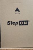 A pair of women's boxed as new Burton Step On snowboard bindings in dark green (UK 4.5 - 6.5).