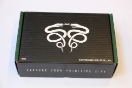 Five boxed as new KonvoySG Fire Kits - tan leather (Carbon steel fire striker, English flint stone