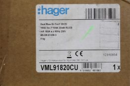 A Hager VML91820CU Dual Row HI Conf 18+20 Way 100A Switch 2*100A RCCB.