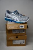 Two pairs of women's as new Asics Gel-Quantum 360 6 trainers (UK 4, 4.5).