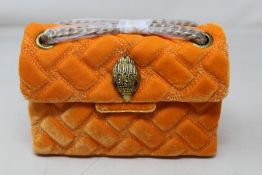 An as new Kurt Geiger Velvet Mini Kensington bag in orange.