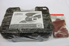 Five boxes of as new Sparky professional sanders (MP251) and ten packs of sparky sanding papers.