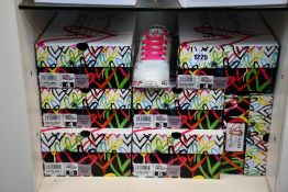 Seven pairs of children's as new Skechers Uno Lite Lovely Luv trainers (2 x UK 2, 3 x UK 3, 2 x UK
