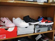 Four pairs of youths as new Nike trainers; Sky Jordan1 (UK 1), Air Jordan 11 Retro (UK 4), Air Force