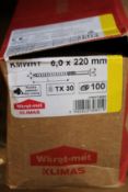 Ten boxes of 100 Klimas construction screws (KMWHT 6,0 x 220mm).