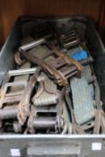 Ten pre-owned lorry ratchet straps and handles.