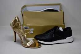 Two pairs of as new Michael Kors footwear; Cardi sandal (US 9) and Allie trainers (US 7.5 - no box