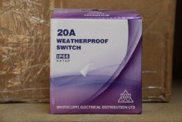 A large quantity of boxed as new 20A Weatherproof Switches - IP66 Rated (Approximately 40).