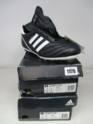 Two pairs of as new Adidas Kaiser 5 Liga football boots (UK 8.5).