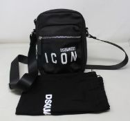 An as new Dsquared2 Icon logo-print messenger bag (RRP £270).