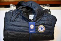Four men's as new Official Chelsea F.C. padded jackets (L - RRP £60 each).