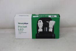 A boxed as new Welch Allyn pocket LED Ophthalmoscope in black (REF: 12870-BLK).
