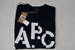 An as new A.P.C. Decal sweatshirt (L).