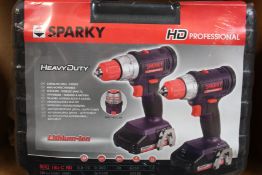 Three boxes of as new Sparky professional heavy duty drill sets.