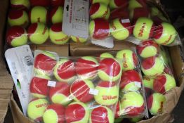 Ten Wilson Starter Red 12 pack tennis balls packs and two Wilson Starter Red 36 pack tennis balls.