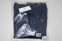 An as new Ami Alexadre Mattiussi hoodie in navy (L).