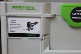 A Festool Carvex PSC 420 HPC 4,0 EBI-Plus 18V 1 x 4.0Ah EB Pendulum Jigsaw Kit.