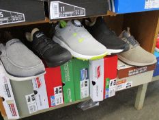 Five pairs of assorted as new Skechers footwear.