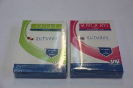 Approximately one hundred packs of boxed as new SMI Sutures - Chrom, Plain and PGA Polyglycolic