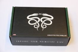 Five boxed as new KonvoySG Fire Kits - tan leather (Carbon steel fire striker, English flint stone