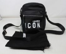 An as new Dsquared2 Icon logo-print messenger bag (RRP £270).