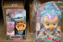 Four boxed as new Cry Babies Fantasy Tina children's dolls and six boxed as new Bloopies Mermaid