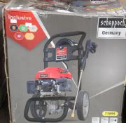 A boxed as new Scheppach HCP2600 3200W 200 Bar petrol pressure washer.