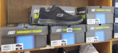 Five pairs of as new Skechers memory foam Burns Agoura trainers (UK 8).