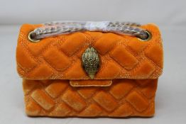 An as new Kurt Geiger Velvet Mini Kensington bag in orange.