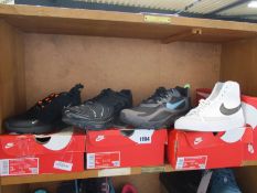 Four pairs of youths as new Nike trainers; Blazer Mid '77 (UK 4), Air Max Plus (UK 3.5) and two