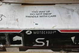 A Motocaddy S1 electric golf trolley.