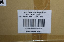 Twenty four as new packs of Thera light resistance band sets.